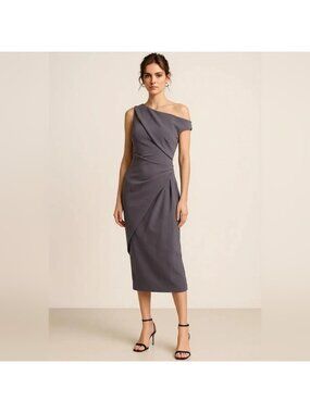 Chiara Boni Slate Boat Neck Silvietta Elegant Dress